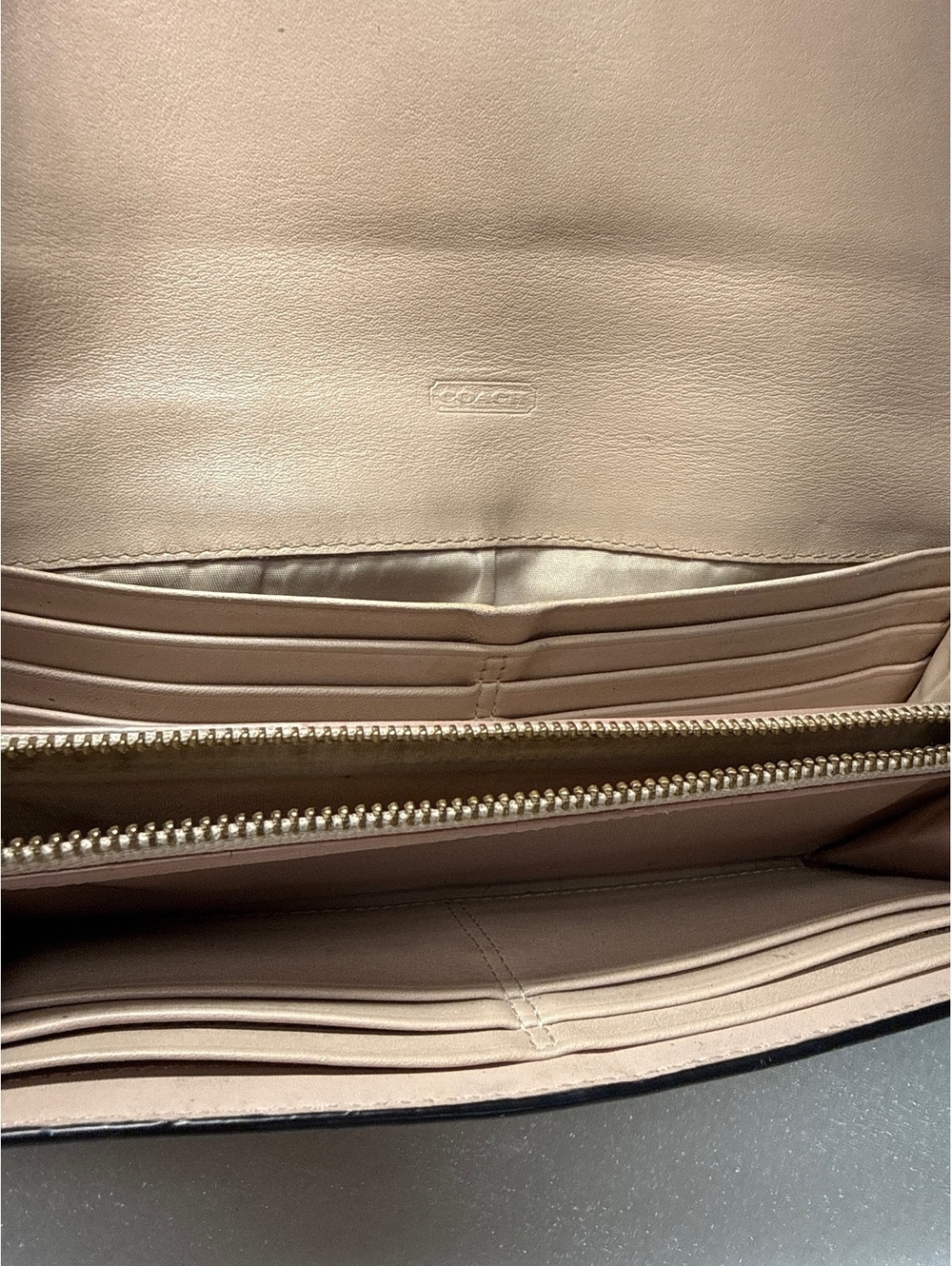 Coach Snakeskin Print Leather Flap Wallet Nude Beige Long Continental Wallet - Picture 7 of 12
